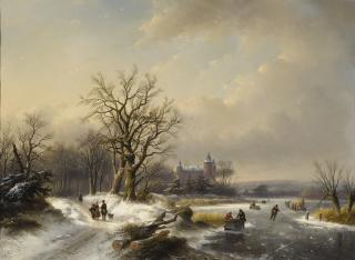 Jan Jacob Spohler - Dutch skaters On A Frozen River