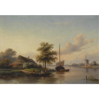 Jan Jacob Spohler - Figures In A River Landscape