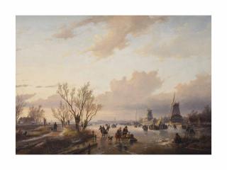 Jan Jacob Spohler - Leisure time on the ice at sunset