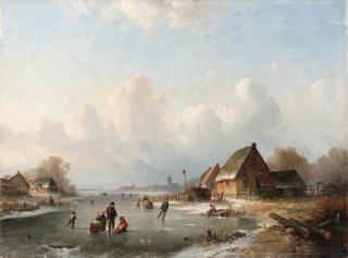 Jan Jacob Spohler - Skaters in a frozen landscape