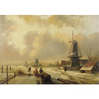 Jan Jacob Spohler - Skaters On A Frozen Canal