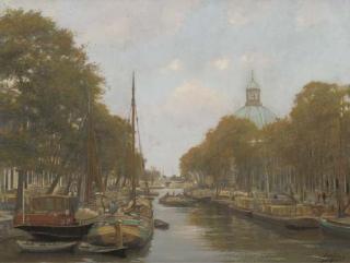 Jan Jans - View of the Singel, Amsterdam, with the Koepelkerk in the distance
