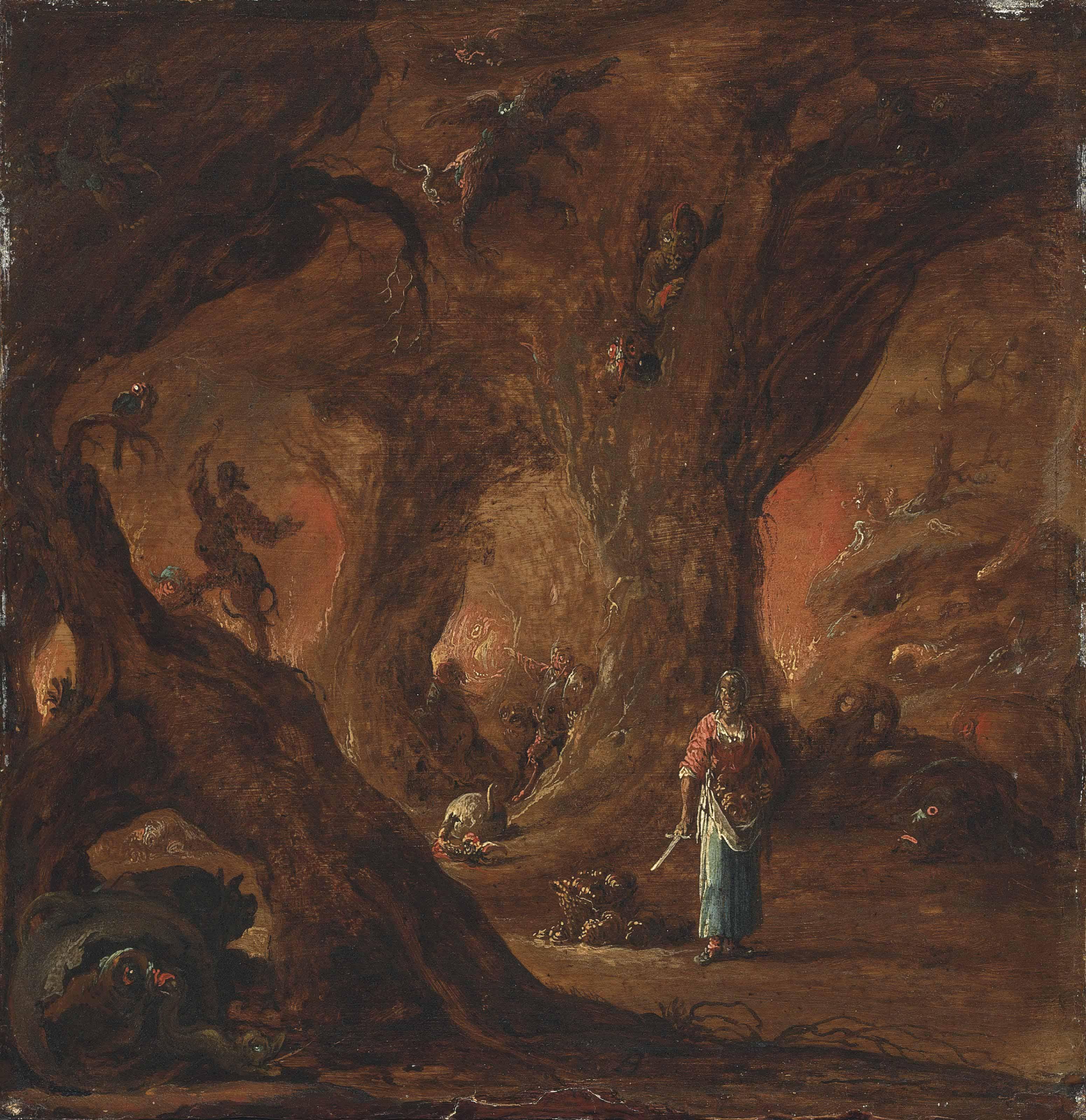 Jan Jansz. Van Buesem - A Sorceress In A Wood Surrounded By Devils