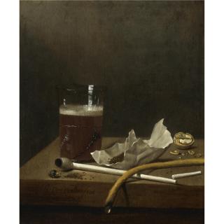 Jan Jansz. van de Velde - Still Life With A Glass Of Beer, A Pipe, Tobacco And Other Requisites Of Smoking