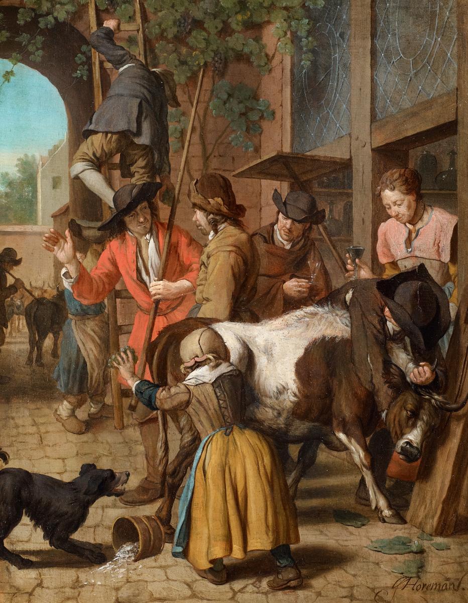 Jan Josef d.Ä. Horemans - Viehmarkt in einer flämischen Stadt