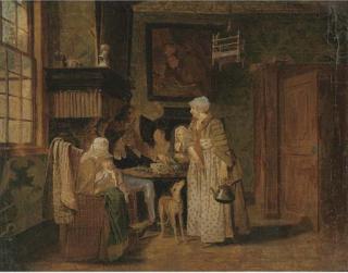 Jan Josef Horemans I - A Family At A Table In An Interior