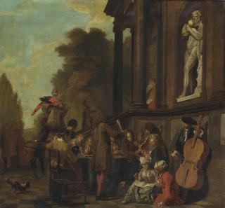 Jan Josef Horemans I - A Park Landscape With A Musical Party Outside An Italianate Villa