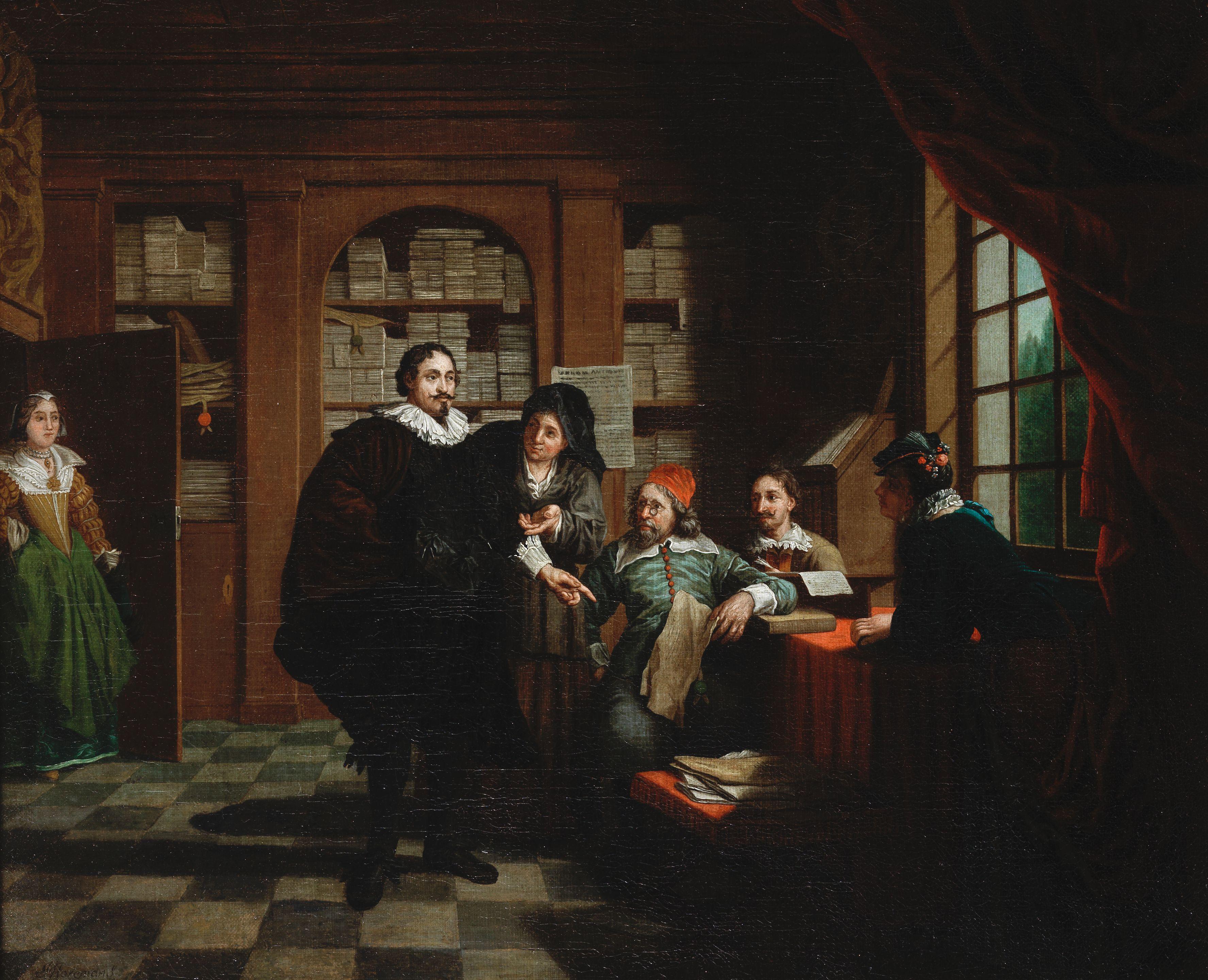 Jan Josef Horemans The Elder - Elegant Figures In A Notary\'S Office; And Elegant Figures In A Library (2)
