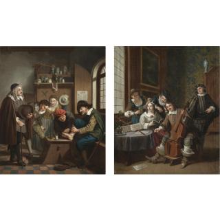Jan Josef Horemans the Younger - A Musical Company In An Interior; A Visit To The Physician