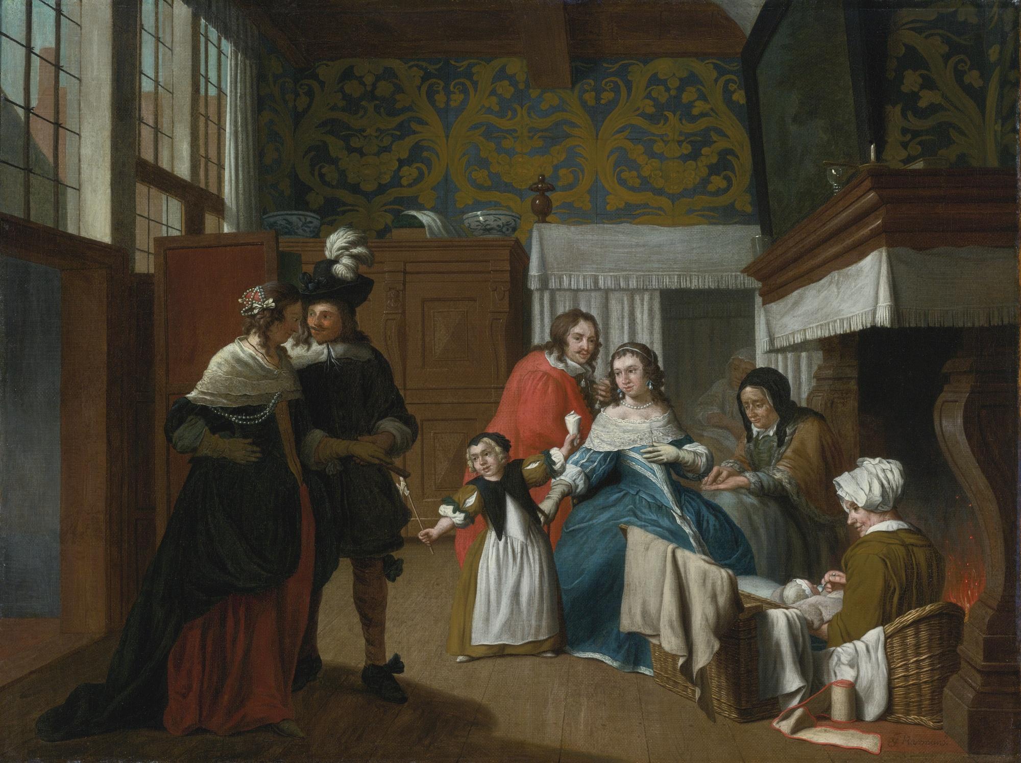 Jan Josef Horemans The Younger - A Sick Woman With Her Family And Attendants In An Interior
