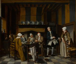 Jan Josef Horemans The Younger - An Elegant Interior With Figures Having A Tea Party