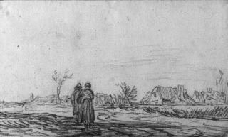 Jan Josefsz. Van Goyen - A couple approaching a village