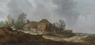 Jan Josefsz. Van Goyen - A Dune Landscape With Figures And A Farmhouse
