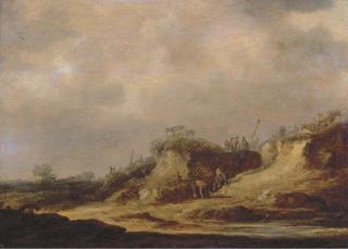 Jan Josefsz. van Goyen - A Dune Landscape With Herdsman Tending Their Cattle