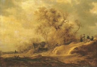 Jan Josefsz. Van Goyen - A dune landscape with peasants by a track