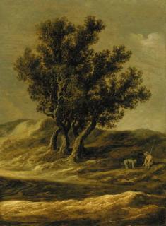 Jan Josefsz. Van Goyen - A dune landscape with peasants by a track