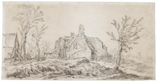 Jan Josefsz. Van Goyen - A Group Of Houses Among Bare Trees