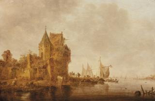 Jan Josefsz. Van Goyen - A river landscape with a walled town