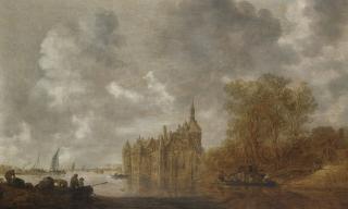 Jan Josefsz Van Goyen - A River Landscape With Figures Rowing, A Castle Beyond