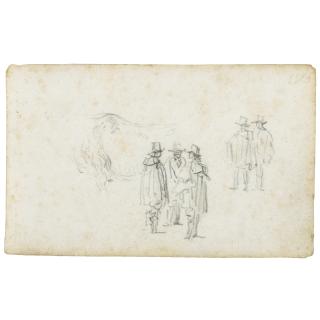 Jan Josefsz. Van Goyen - A Sheet Of Studies: Two Groups Of Standing Men, And A Cow
