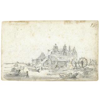 Jan Josefsz. van Goyen - A Three-Gabled House On The Edge Of A Canal, With A Boat-Lifting Mechanism To The Right