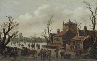 Jan Josefsz. Van Goyen - A Winter Scene With Skaters And A Village Beyond