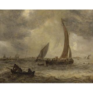 Jan Josefsz. Van Goyen - An Estuary Scene With Multiple Boats