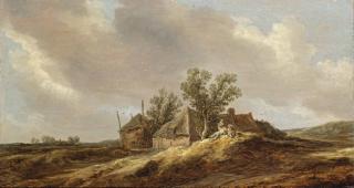 Jan Josefsz. Van Goyen - An Extensive Dune Landscape With Peasants Resting In Front Of A Farm House