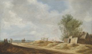 Jan Josefsz. Van Goyen - An extensive landscape with a cottage and travellers on an open road