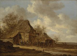 Jan Josefsz. van Goyen - An extensive landscape with travellers at an inn