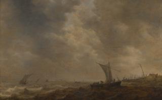 Jan Josefsz Van Goyen - Coastal Landscape With Fishing Boats On Choppy Waters