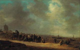 Jan Josefsz. Van Goyen - Fisherfolk on the beach at Scheveningen