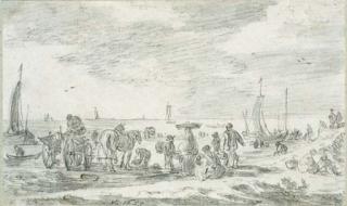 Jan Josefsz. van Goyen - Fishermen on the beach at Scheveningen