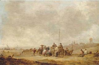 Jan Josefsz. Van Goyen - Fishermen With Their Catch And Townsfolk On The Beach At Katwijk Aan Zee