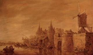 Jan Josefsz. van Goyen - Fortifications and a windmill along a river