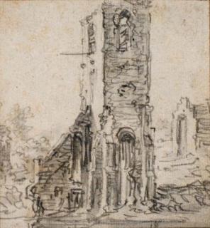 Jan Josefsz van Goyen - La tour d\'une église en ruines à Eik-en-Duinen