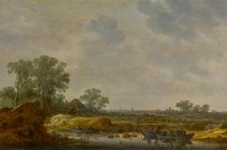 Jan Josefsz. Van Goyen - Landscape With Fishermen Tending Fishing Traps