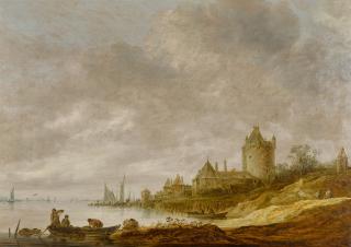 Jan Josefsz. van Goyen - River landscape with a castle with a round tower