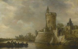 Jan Josefsz. Van Goyen - River Landscape With A Town And Fortified Tower
