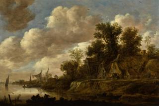 Jan Josefsz. Van Goyen - River landscape with farmhouses and a dovecote upon a high bank |《河上風景，河畔農舍與鴿房景觀》