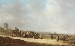Jan Josefsz. van Goyen - The beach at Scheveningen with fisherfolk