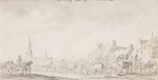 Jan Josefsz van Goyen - The horse market in Valkenburg