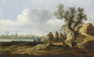 Jan Josefsz. Van Goyen - Vue D\'Une Rivière Avec Des Personnages À L\'Ombre D\'Un Arbre