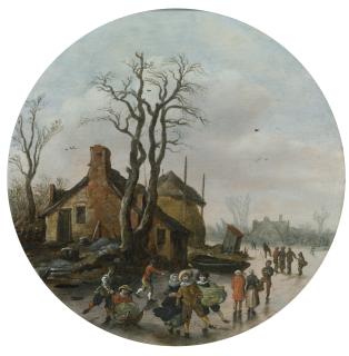Jan Josefsz. Van Goyen - Winter Landscape With Skaters On A Frozen Canal