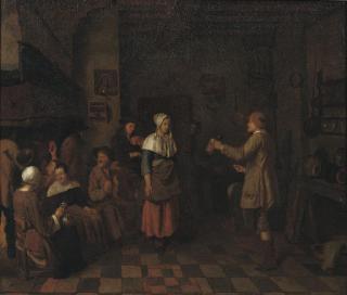 Jan Joseph Horemans I - Peasants making music and dancing in an interior
