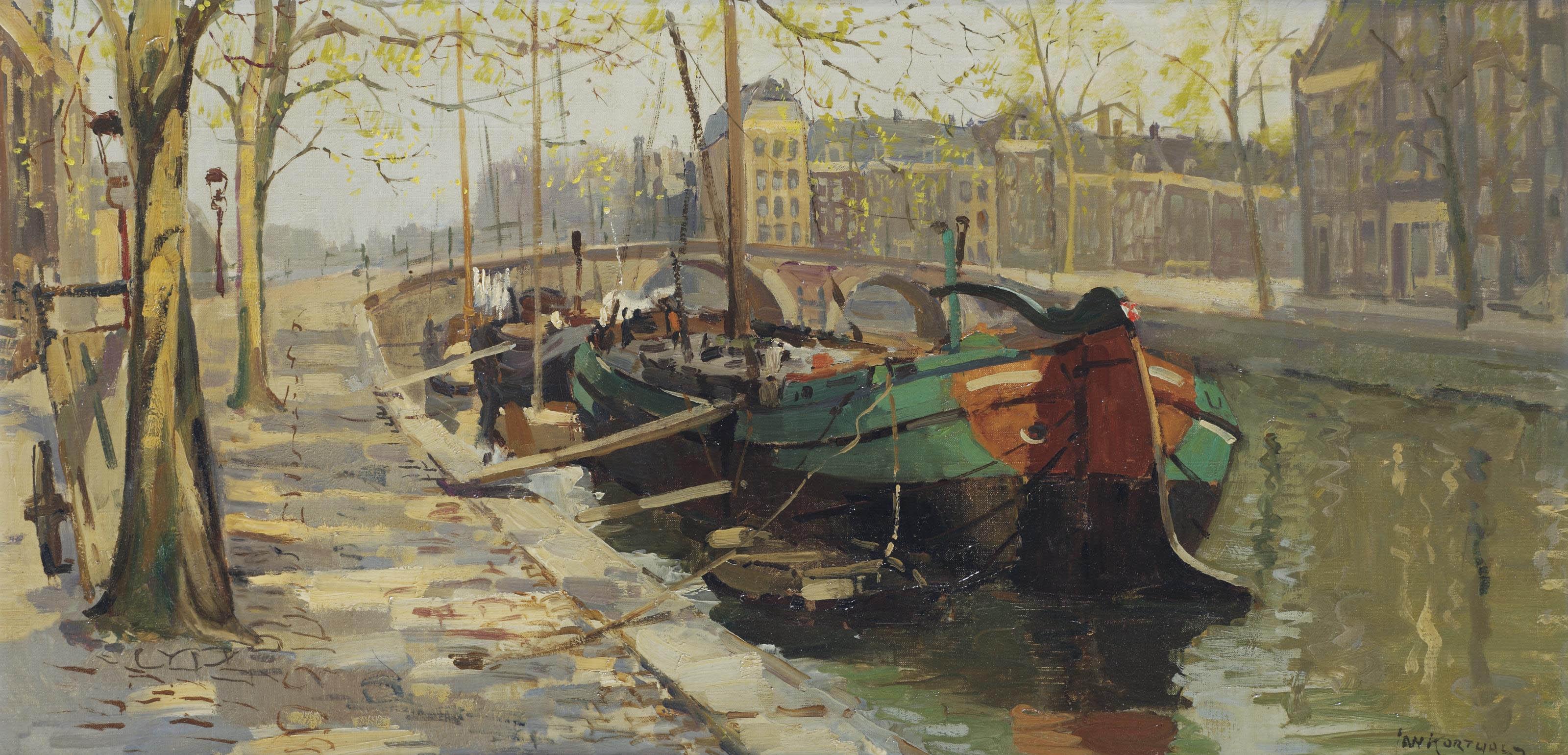 Jan Korthals - A view of an Amsterdam canal