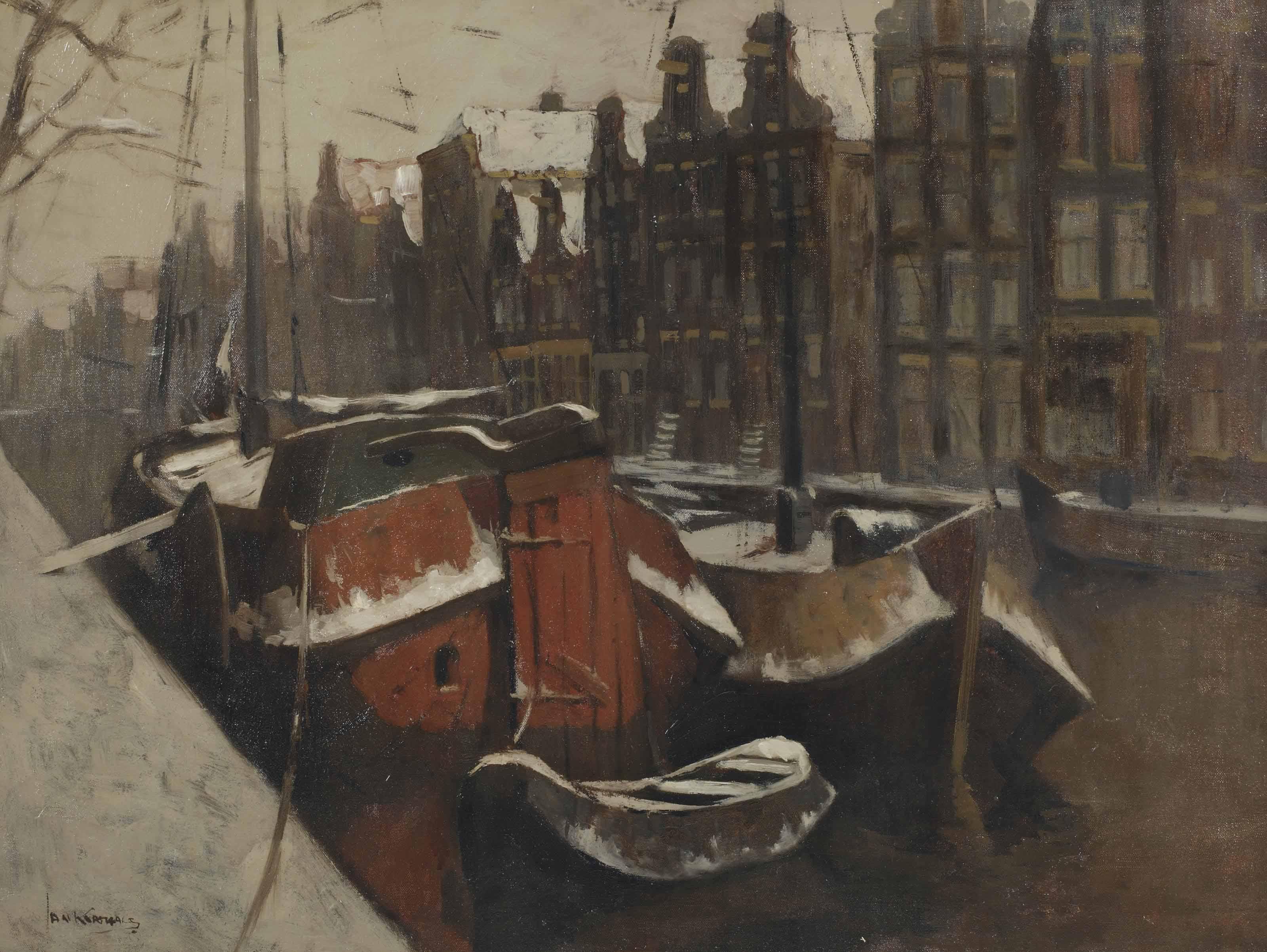 Jan Korthals - A view of an Amsterdam canal