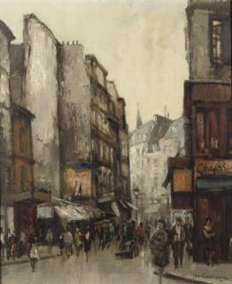 Jan Korthals - Busy shopping street in Paris