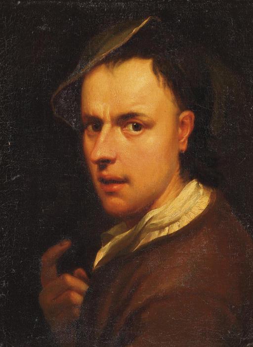 Jan Kupetzki - Portrait of A Young Man, Bust-Length, In A Red Costume With A White Jabot