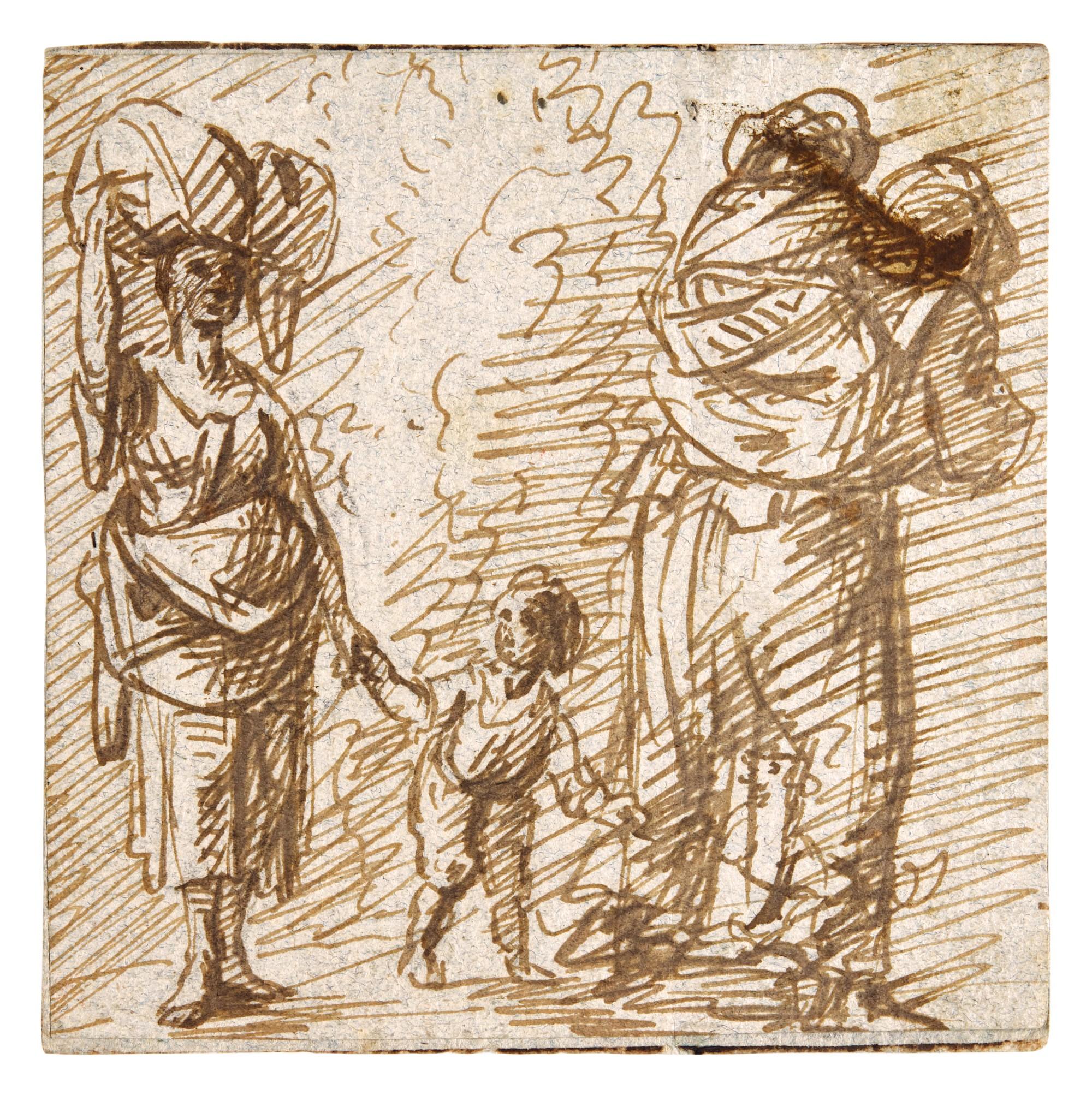 Jan Lievens - A family with two children on the move